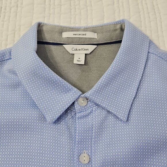Calvin Klein Mercerized Button Up Shirt Men's Medium Baby Blue Geometric EUC LN - Picture 6 of 15